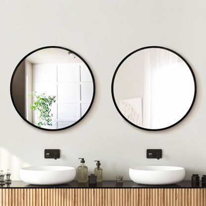 2 Wall Mirror Makeup 60cm Home Decor Framed Mirrors Bathroom Round Black
