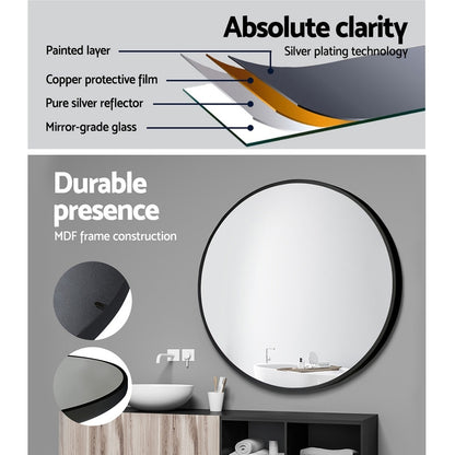 2 Wall Mirror Makeup 70cm Home Decor Framed Mirrors Bathroom Round Black