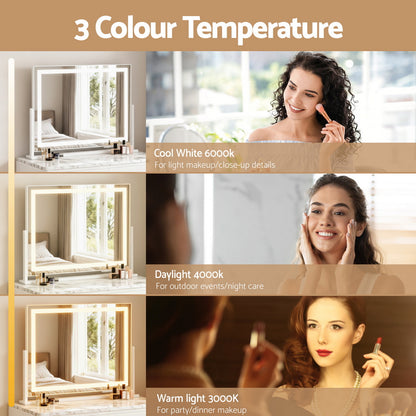 Mirror 58x46cm 360～ Rotatable Vanity Mirror with Lights Bright Light Strip Adjustable