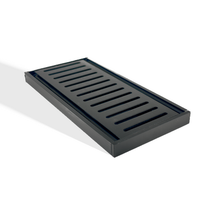 Muses Aluminium Brushed Black Ezy Flow Floor Grate 300 X 100  14 mm