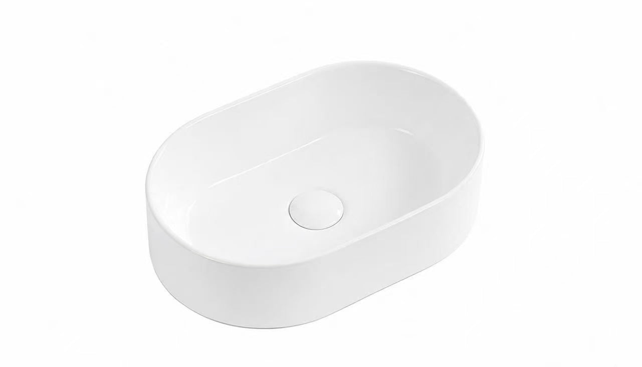450 x 300 x 120 mm Round Gloss White Above Counter Ceramic Basin