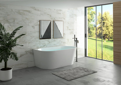 1500x750x580cm Back to Wall Acrylic GLOSSY White Bathtub NO Overflow