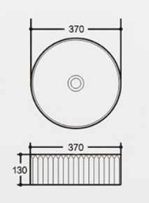 370 x 370 x 130mm Round Matte White Fluted Above Counter Ceramic Basin
