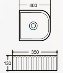 400 x 350 x 130mm Arch Matte White Fluted Above Counter Ceramic Basin