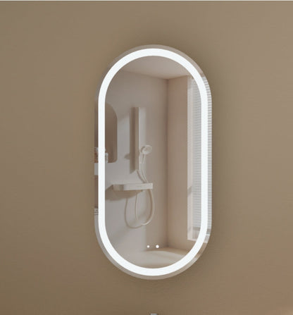 CARYSIL Noble 450x900mm WALNUT Oval LED Shaving Cabinet