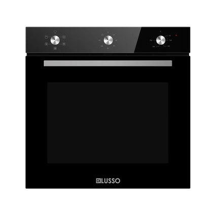 600mm 82L Dilusso Black/Stainless Glass 5 Functions With Mechanical Timer Electric Oven