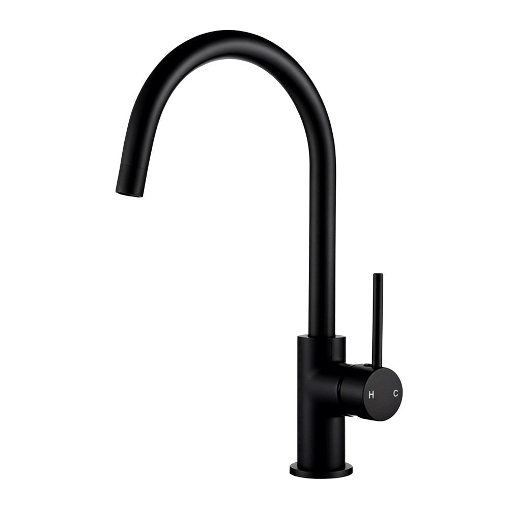 Round Matt Black Kitchen Sink Mixer Tap