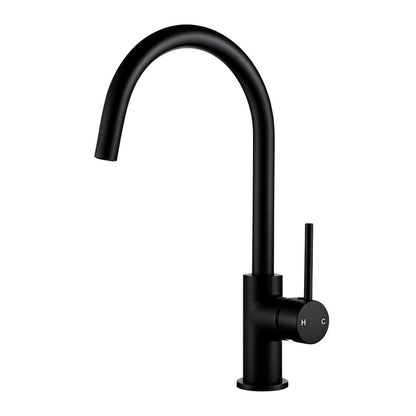Round Matt Black Kitchen Sink Mixer Tap