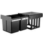 Pull Out Bin Kitchen Double Basket 2X15L Black