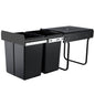 Pull Out Bin Kitchen Double Basket 2X20L Black