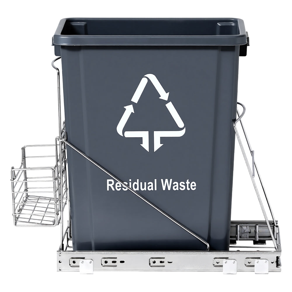Pull Out Bin Kitchen Cabinet Slide Garbage Rubbish Bins Basket 40L Grey