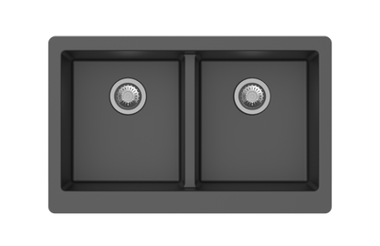 864x540x229mm Black Granite Butler Sink Double Bowls Farmhouse Kitchen Sink Apron Front