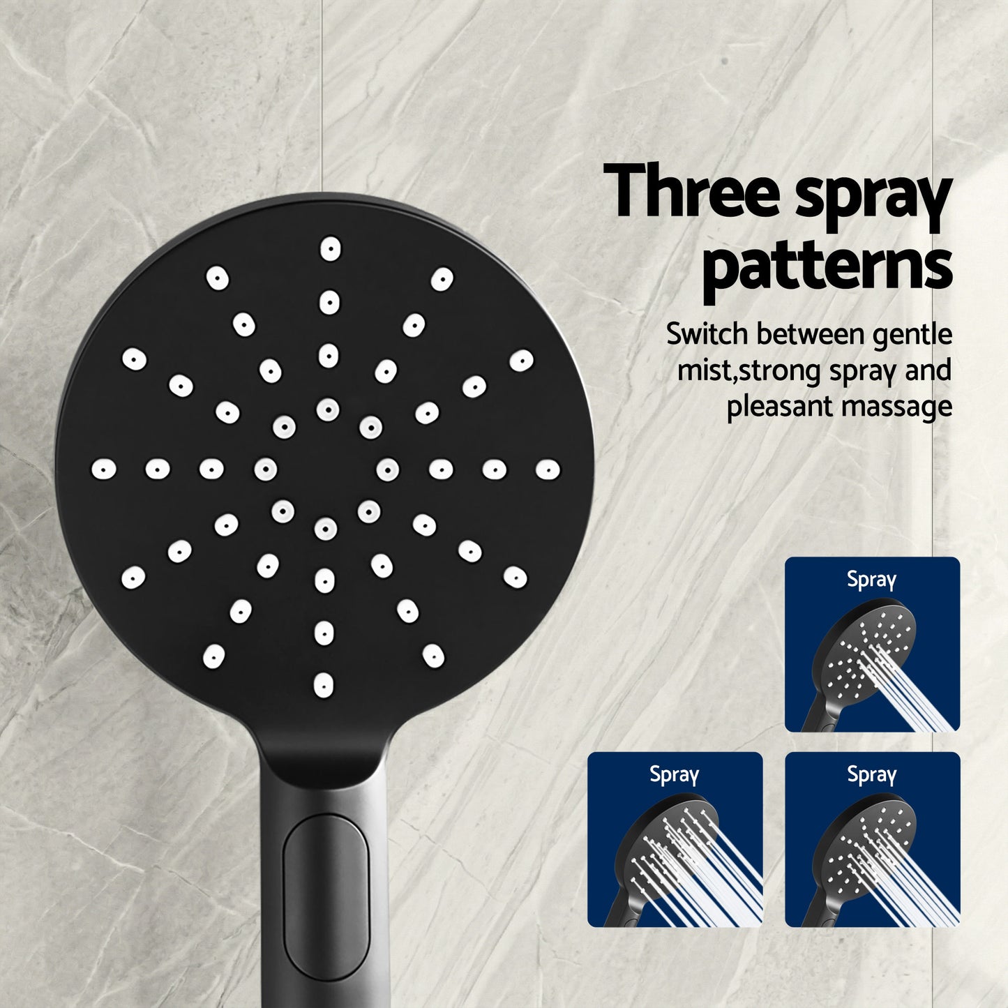 9'' Rain Shower Head Set Handheld Round High Pressure Mixer Tap Chrome