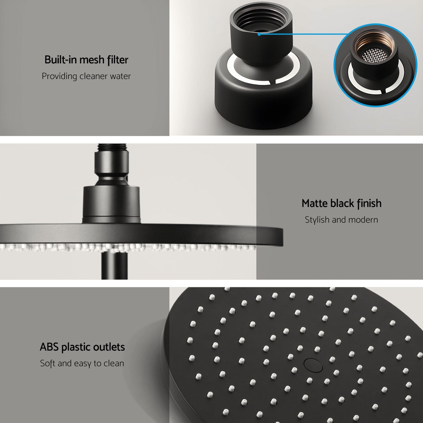 9'' Rain Shower Head Set Handheld Round High Pressure Mixer Tap Chrome