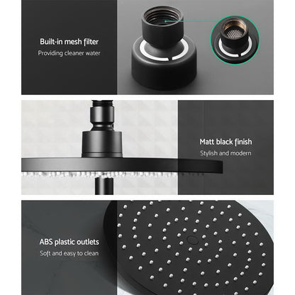 9'' Rain Shower Head Set Handheld Round High Pressure Twins Tap Black