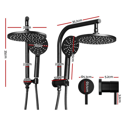 9'' Rain Shower Head Set Handheld Round High Pressure Twins Tap Chrome