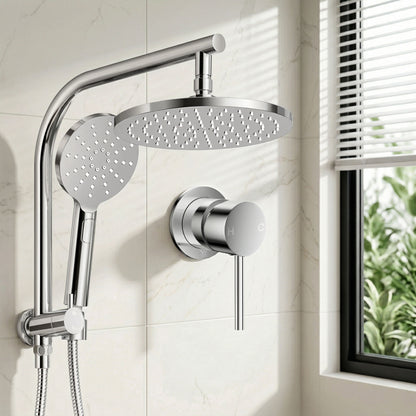 9'' Rain Shower Head Set Handheld Round High Pressure Mixer Tap Chrome
