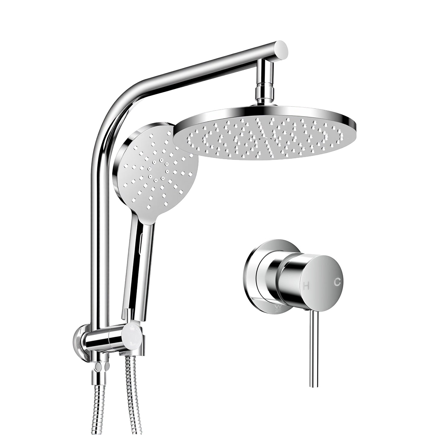 9'' Rain Shower Head Set Handheld Round High Pressure Mixer Tap Chrome