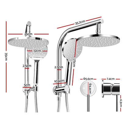9'' Rain Shower Head Set Handheld Round High Pressure Mixer Tap Chrome