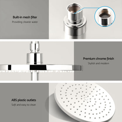 9'' Rain Shower Head Set Handheld Round High Pressure Mixer Tap Chrome