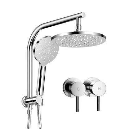 9'' Rain Shower Head Set Handheld Round High Pressure Twins Tap Chrome