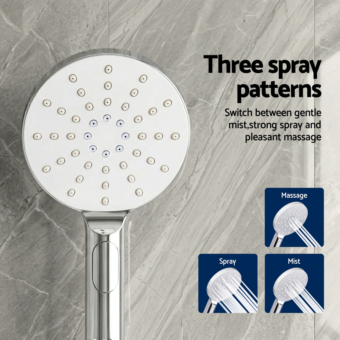 9'' Rain Shower Head Set Handheld Round High Pressure Twins Tap Chrome