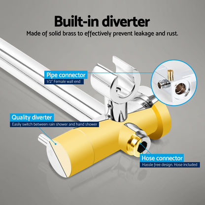 9'' Rain Shower Head Set Handheld Round High Pressure Twins Tap Chrome