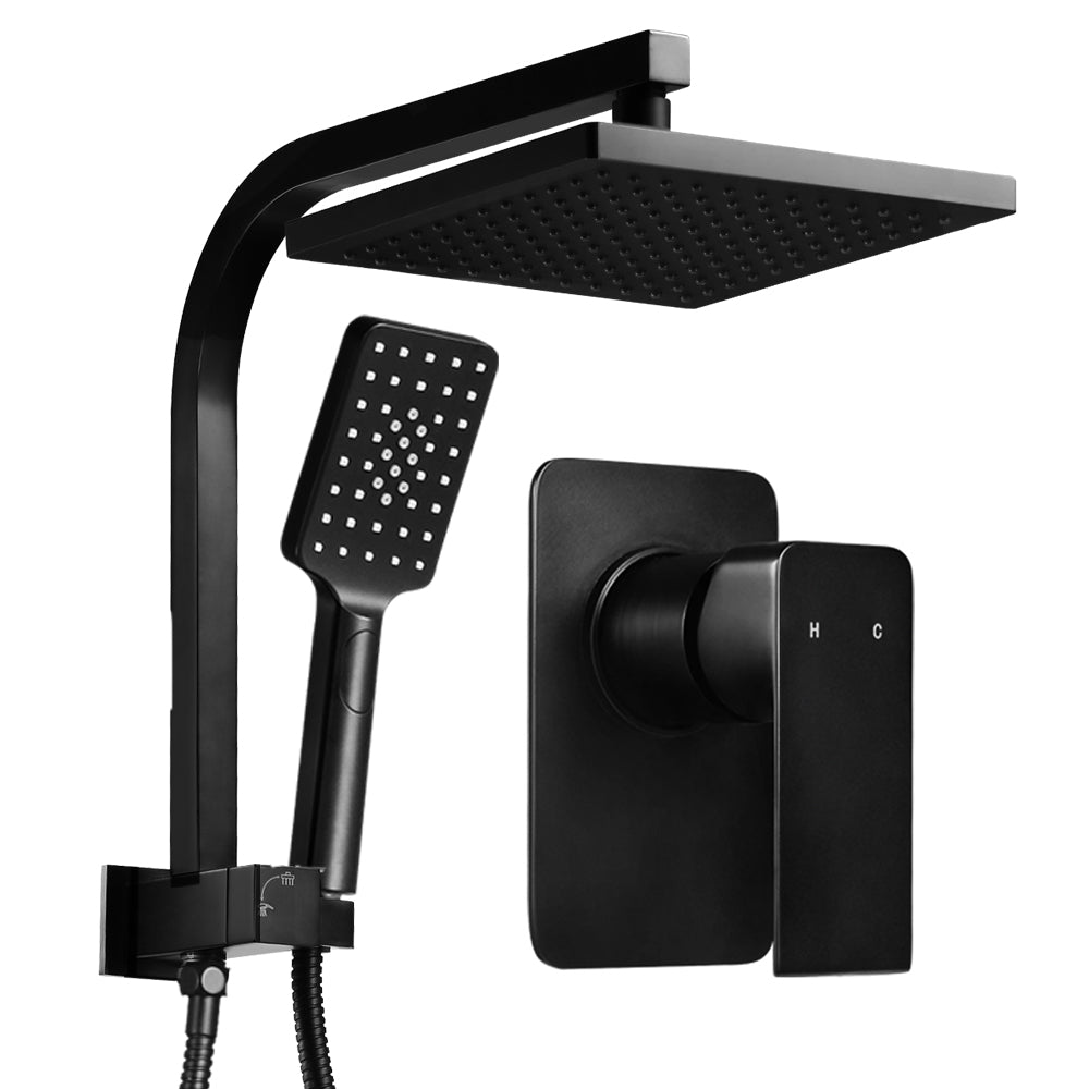 8'' Rain Shower Head Set Handheld Square High Pressure Mixer Tap Black