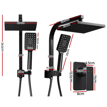 8'' Rain Shower Head Set Handheld Square High Pressure Mixer Tap Black