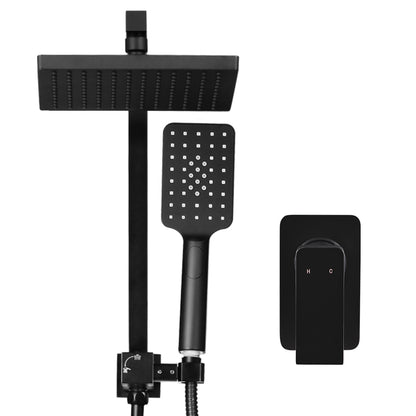 8'' Rain Shower Head Set Handheld Square High Pressure Mixer Tap Black