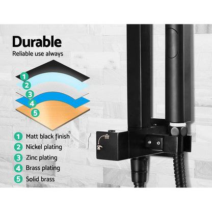 8'' Rain Shower Head Set Handheld Square High Pressure Mixer Tap Black