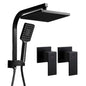 8'' Rain Shower Head Set Handheld Square High Pressure Twins Tap Black