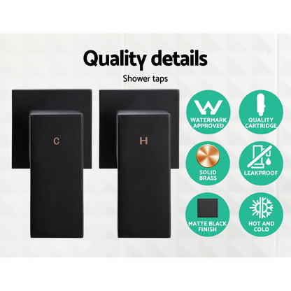 8'' Rain Shower Head Set Handheld Square High Pressure Twins Tap Black