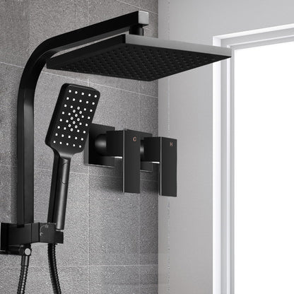 8'' Rain Shower Head Set Handheld Square High Pressure Twins Tap Black