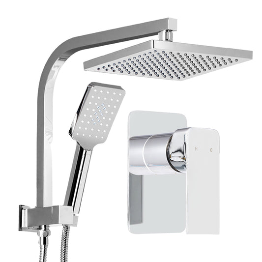 8'' Rain Shower Head Set Handheld Square High Pressure Mixer Tap Chrome