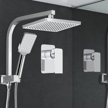 8'' Rain Shower Head Set Handheld Square High Pressure Mixer Tap Chrome