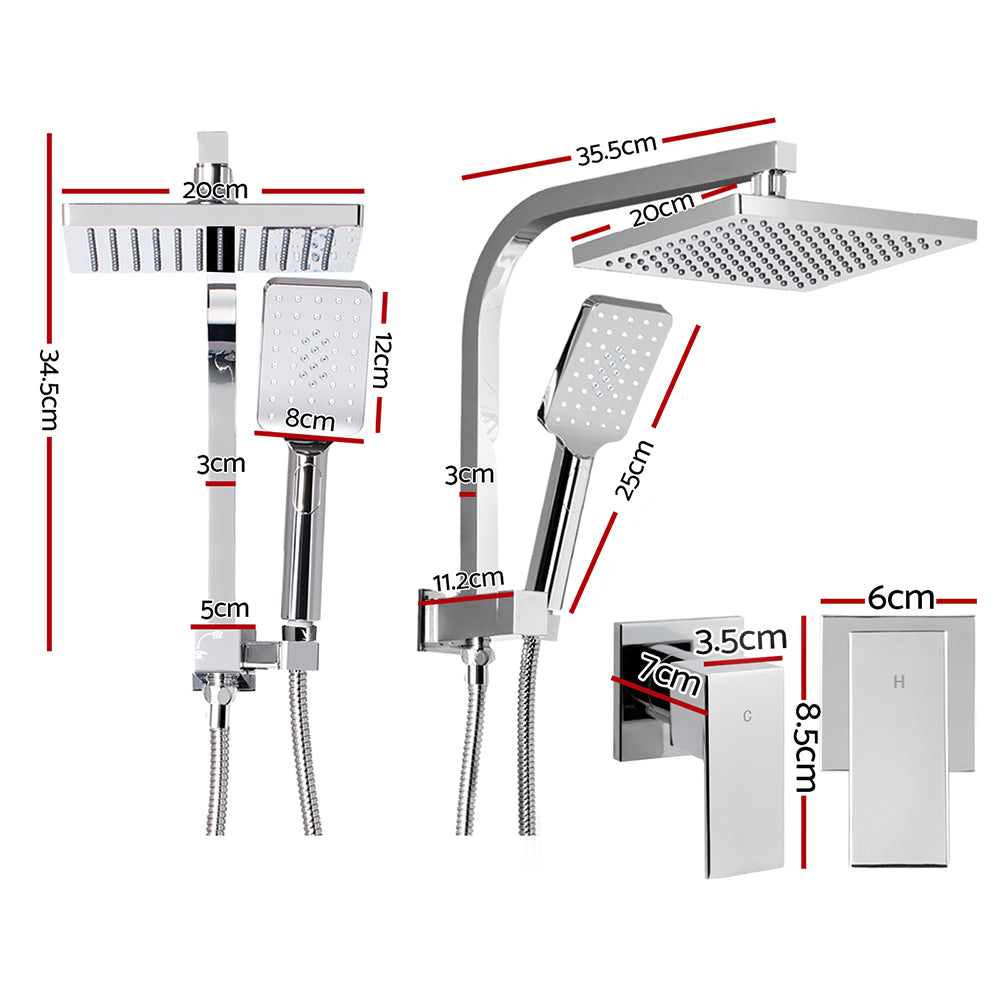 8'' Rain Shower Head Set Handheld Square High Pressure wins Tap�Chrome