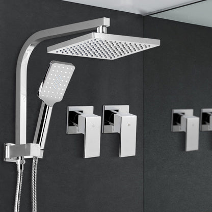 8'' Rain Shower Head Set Handheld Square High Pressure wins Tap�Chrome