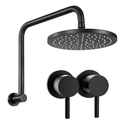 9'' Rain Overhead Swivel Shower Head with Wall Twin Swivel Bathroom Tap