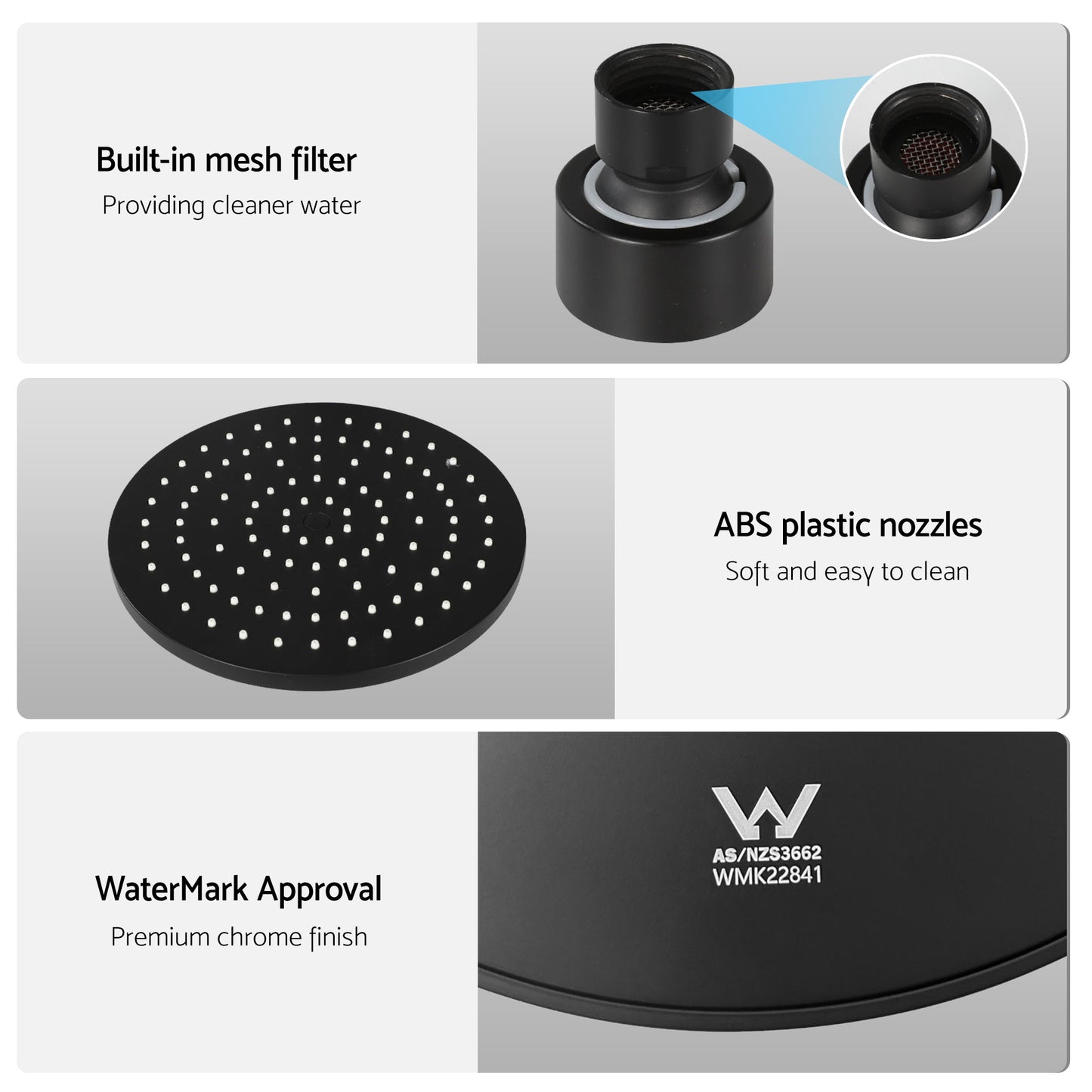 9'' Rain Overhead Swivel Shower Head with Wall Twin Swivel Bathroom Tap