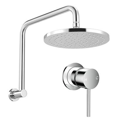 9'' Rain Overhead Swivel Shower Head with Wall Bathroom Mixer Silver
