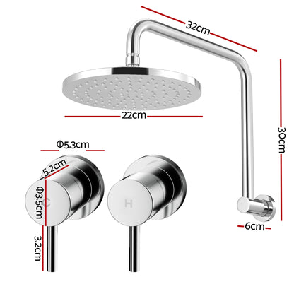 9'' Rain Overhead Swivel Shower Head with Wall Twin Swivel Bathroom Tap Silver