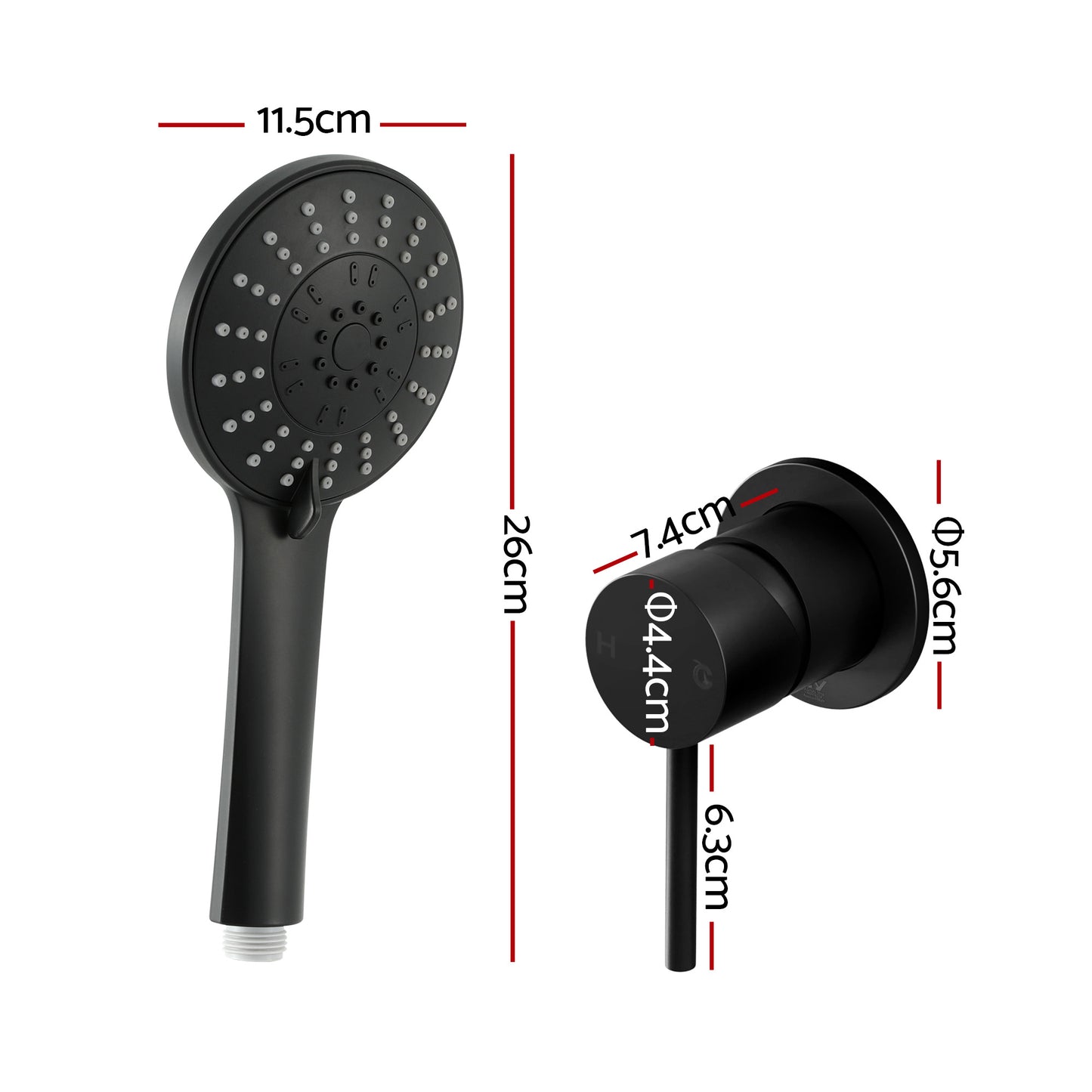 4.5" Handheld Shower Head Round with Wall Bathroom Mixer