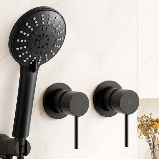4.5" Handheld Shower Head Round with Wall Twin Swivel Bathroom Tap