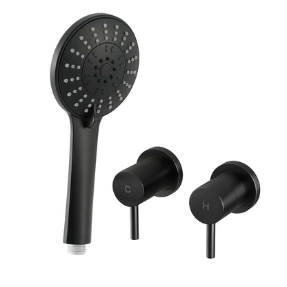4.5" Handheld Shower Head Round with Wall Twin Swivel Bathroom Tap