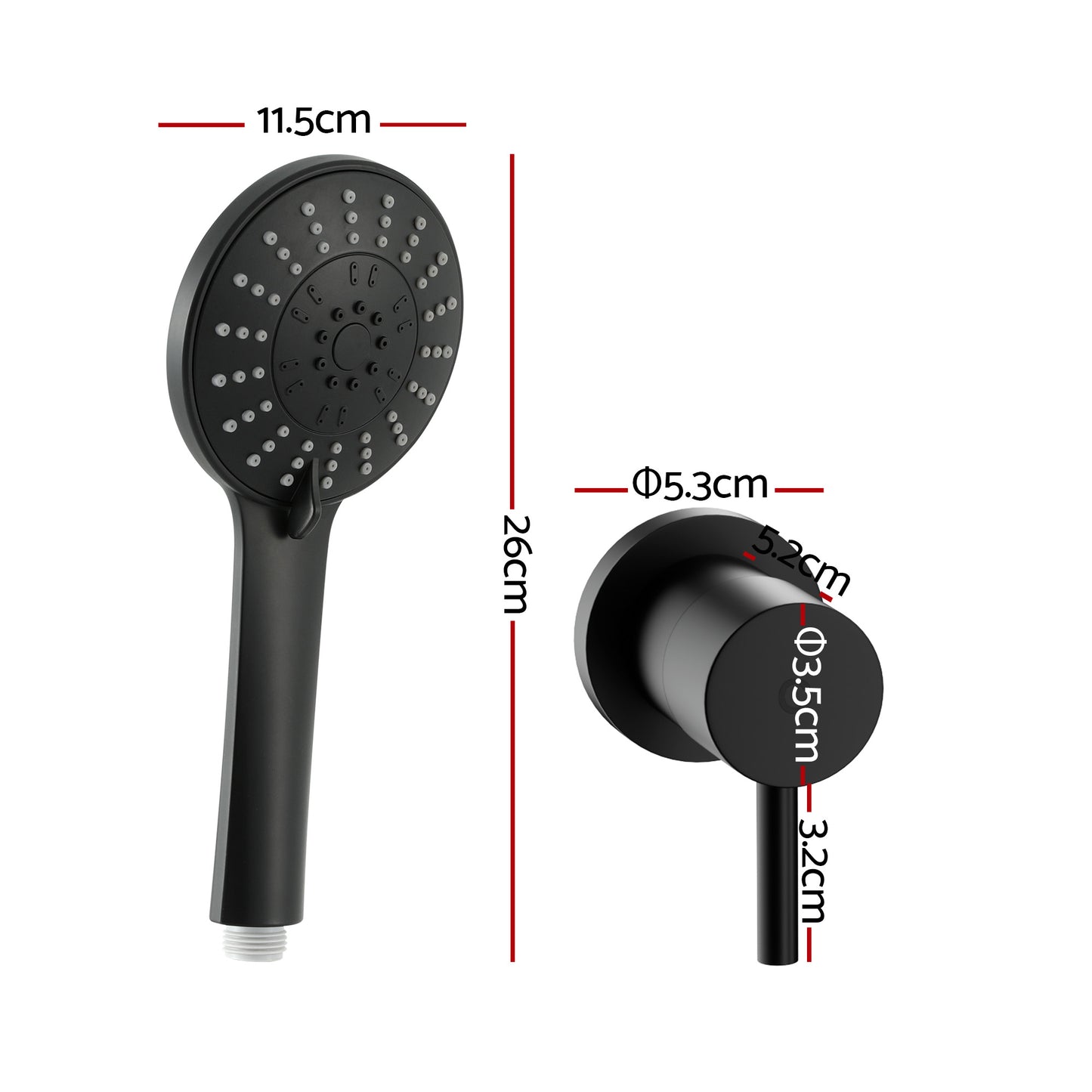 4.5" Handheld Shower Head Round with Wall Twin Swivel Bathroom Tap