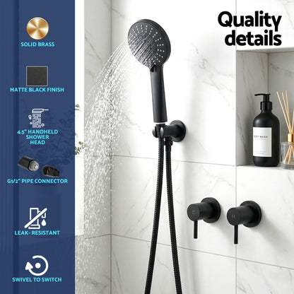 4.5" Handheld Shower Head Round with Wall Twin Swivel Bathroom Tap