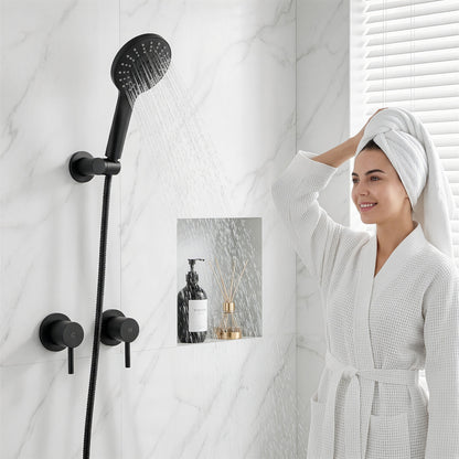 4.5" Handheld Shower Head Round with Wall Twin Swivel Bathroom Tap