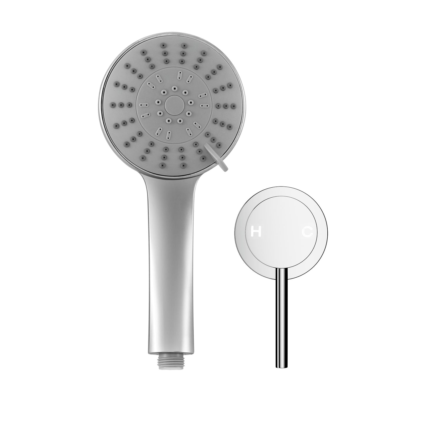 4.5" Handheld Shower Head Round with Wall Bathroom Mixer Silver