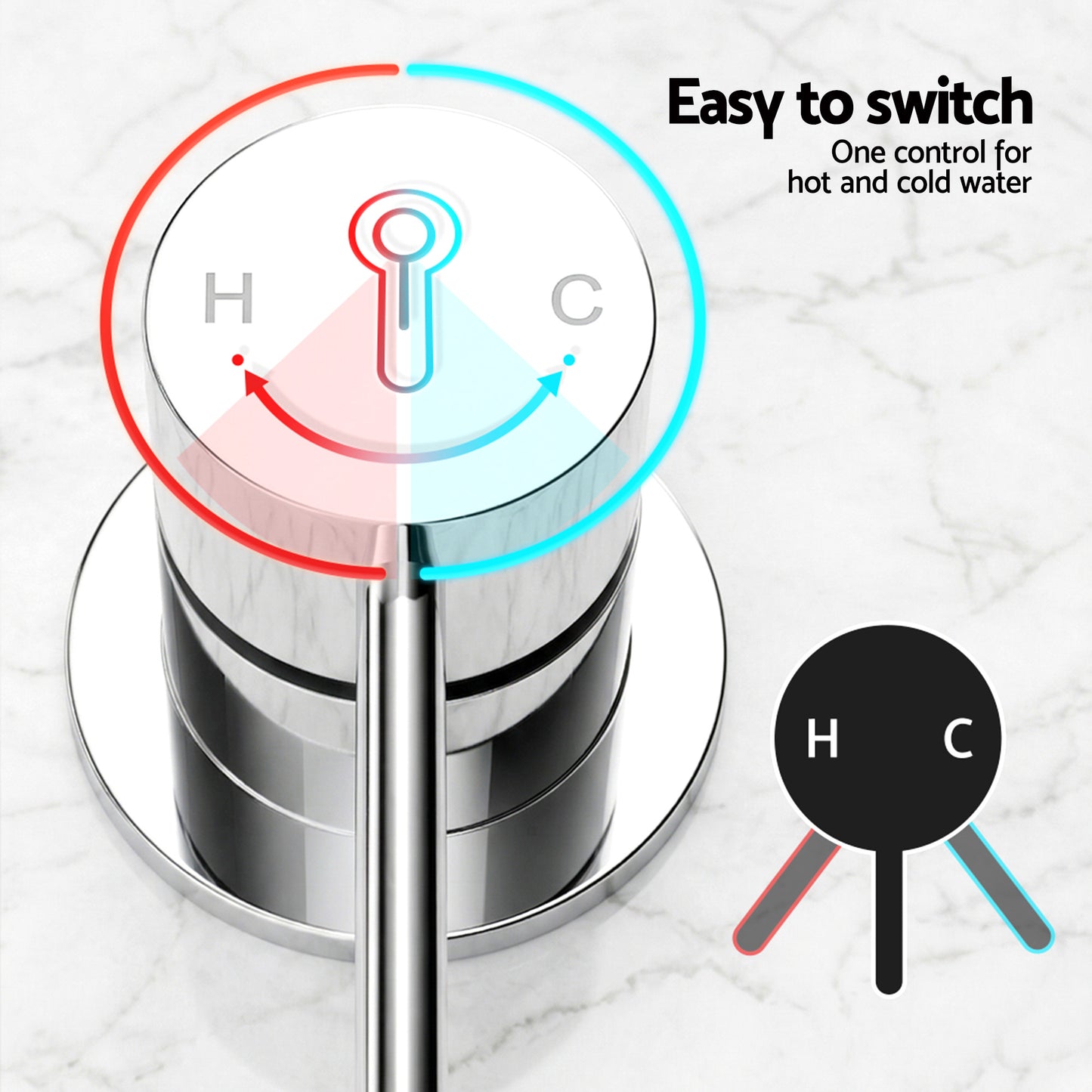 4.5" Handheld Shower Head Round with Wall Bathroom Mixer Silver